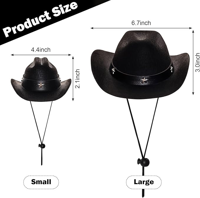 Fumwase Pet Cowboy Costume Halloween Costumes for Dogs Cat Puppy Hats with Bandana Scarf Cowboy Costume Accessories Dog Cat for Party Festival and Daily Wearing (Black, Large)