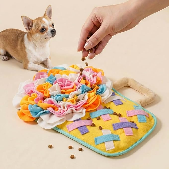 Snuffle Mat for Dogs & Puppies, Interactive Dog Puzzle Toys for Boredom & Anxiety Relief, Washable Slow Feeder Dog Bowl Mat, Non-Slip Foraging Enrichment Training Pad for All Breeds, 20.47“x18.11