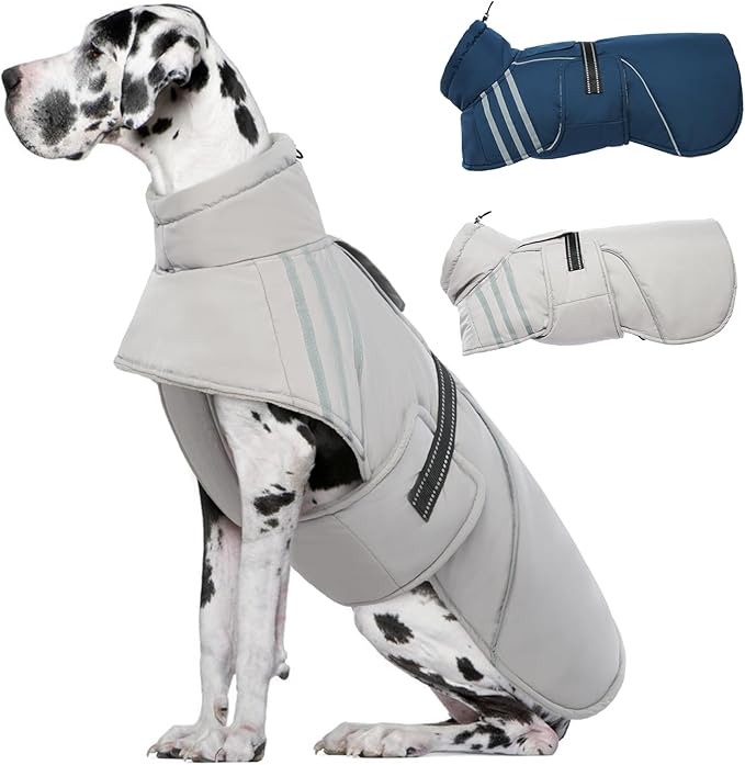 Warm Dog Coat, Reflective Adjustable Dog Jacket, Furry Turtleneck Winter Coat Thicken Dog Fleece Vest, Waterproof Windproof Dog Cold Weather Coats with Buckle for Puppy Small Medium Large Dogs