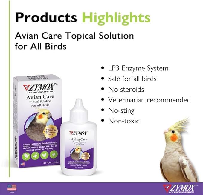 ZYMOX Avian Care Topical Solution w/o Hydrocortisone - 1.25 oz