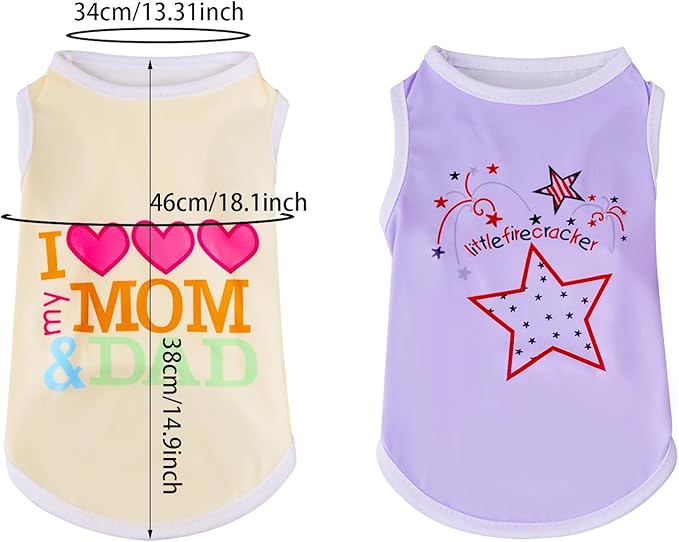 choyaxo 4pcs Dog Shirts Sleeveless Printed Pet Vest for Chiuahaha Small Medium Dogs Spring Summer