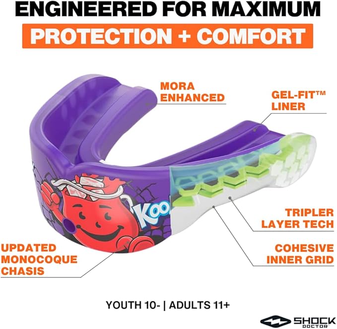 Shock Doctor, Gel Max Power Flavor Mouth Guard, Football, Lacrosse, Hockey, MMA, Boxing, Youth & Adult