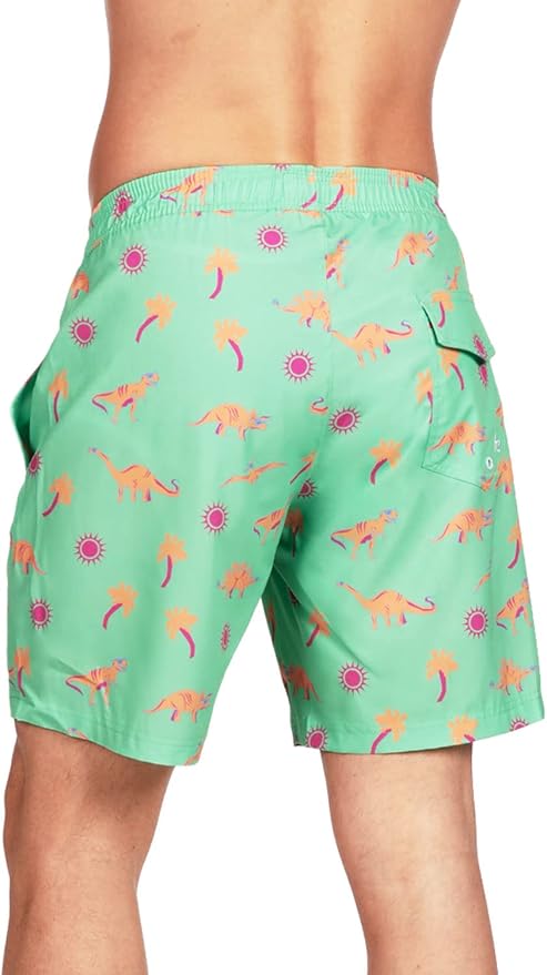 Tipsy Elves Men's Stretch Swim Trunks 7 Inch Inseam 4-Way Stretch with Mesh Liner - Quick-Dry Funny Swimwear Bathing Suit