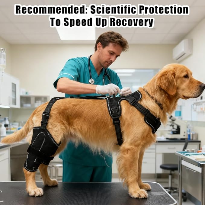 Vivifying Dog Hip & Leg Support Harness for Mobility Assistance, Adjustable Rear Leg Brace with Lift Handle for Injured or Senior Dogs, Joint Stabilizing Hind Leg Support for Walking, Recovery (L)