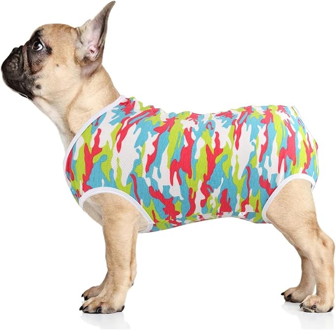 Dog Diapers Suit Period Onesie Fit for Small Medium Dogs Female Dog Sanitary Panties Male Dog Heat Diapers Cover Camo/Medium