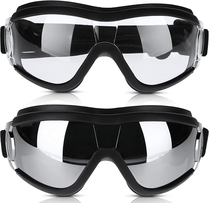 2 Pieces Dog Goggles Sunglasses Snowproof Windproof Glasses Pet Goggles for Travel Skiing Anti-Fog Dog with Adjustable Strap