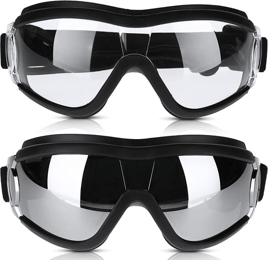 2 Pieces Dog Goggles Sunglasses Snowproof Windproof Glasses Pet Goggles for Travel Skiing Anti-Fog Dog with Adjustable Strap