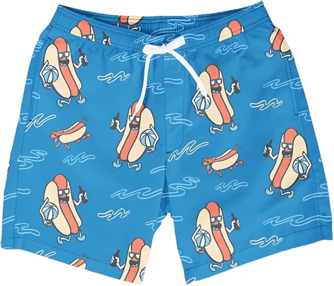 Tipsy Elves Men's Stretch Swim Trunks 7 Inch Inseam 4-Way Stretch with Mesh Liner - Quick-Dry Funny Swimwear Bathing Suit