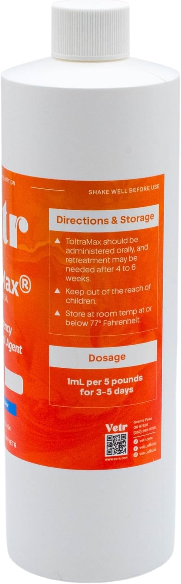 Toltrazuril 5.0% for Horses, Dogs, Cats, 500mL/16.9 Ounce, for Non-Food Chain Animals, Chicken