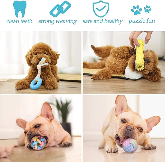 Puppy Chew Toys - Interactive Teething Dog Rope Toy & Balls for Small Dogs