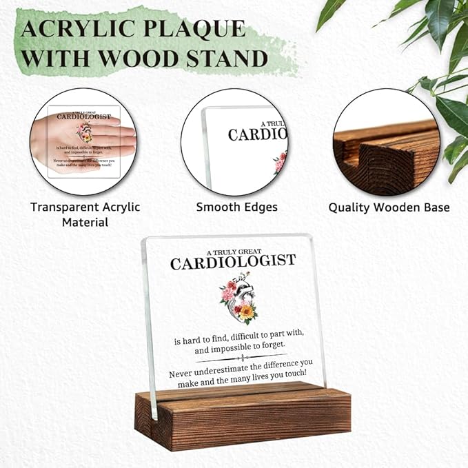 A Truly Great Cardiologist Acrylic Sign with Wood Stand, Thank You Gifts for Cardiologists, Retired Heart Doctor Present, Graduation Gifts for Cardiology Students, Cardio Team Present