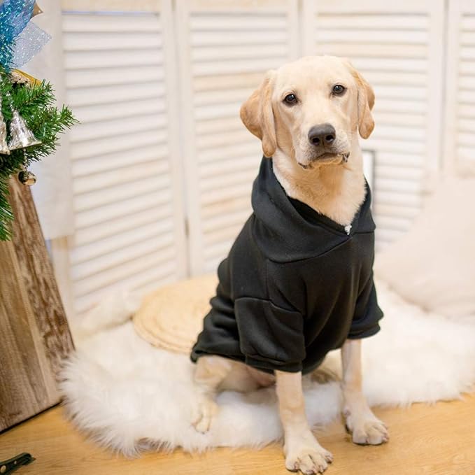 KOOLTAIL Dog Hoodie for Large Medium Small Dogs, Soft and Warm Pet Sweater with Leash Hole and Pocket Boy Girl, Puppy Fall Winter Jacket Clothes, French Pitbull Cold Weather Coat Sweatshirt, Black XL