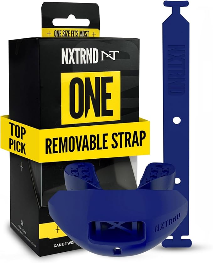 Nxtrnd One Football Mouth Guard, Strap Included, Fits Adult & Youth (Navy Blue)