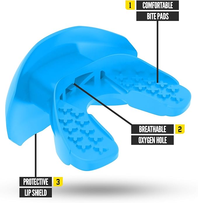 Nxtrnd One Football Mouth Guard, Strap Included, Fits Adult & Youth (Neon Blue)