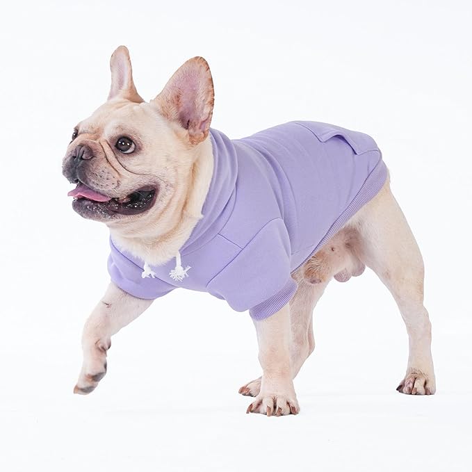 KOOLTAIL Dog Hoodie for Large Medium Small Dogs,Soft&Warm Pet Sweater with Leash Hole and Pocket Boy Girl, Puppy Fall Winter Jacket Clothes,French Pitbull Cold Weather Coat Sweatshirt,Lavender SM