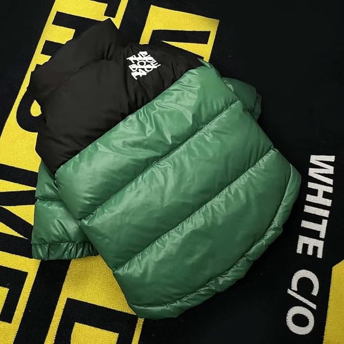 Dog Winter Coat Duck Down Jacket for Small Medium Dogs-Thicken Dog Coat Windbreaker Puppy Winter Clothes for Cold Weather Snowday (Green, Large)