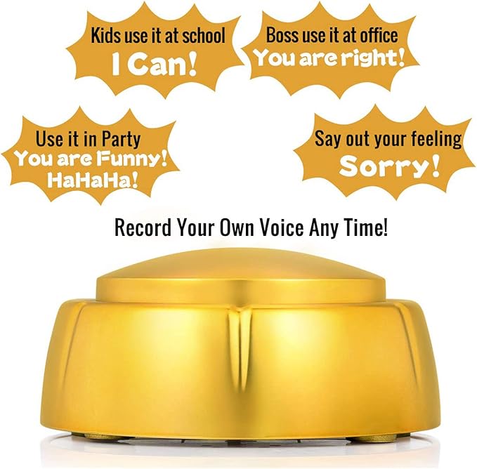 Gold Recordable Button - Easy 30 Sec Talking Button Easy Button Answer Buzzers Custom Sound Button for Dogs Training Classroom Study Office Home Game