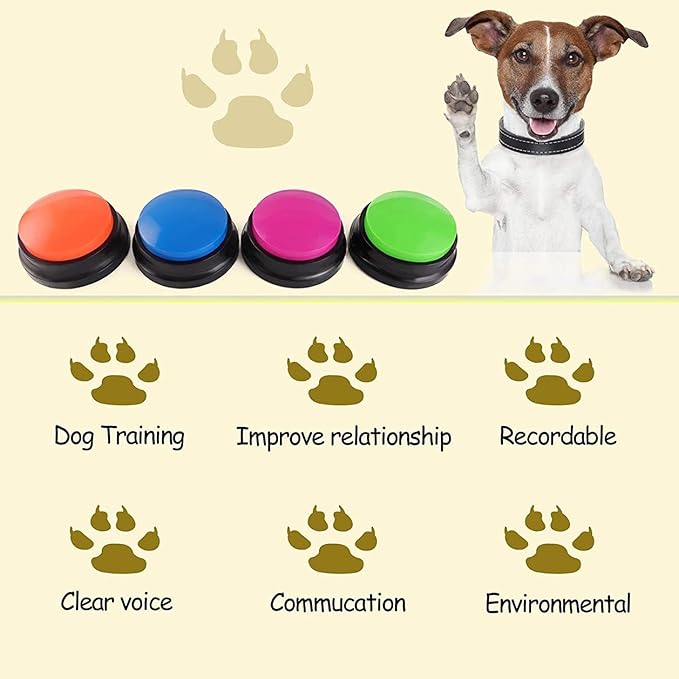 8 Colors of Recording Button, Pet Communication Buttons: Dog and Cat Speaking Training Toy, Voice Recording Broadcaster