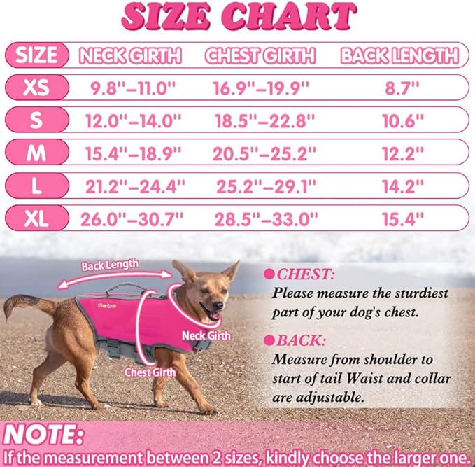 Dog Life Jacket, Good Visibility Dog Life Vest for Swimming with Reflective Stripes and Rescue Handle, Flotation Vest Suit for Small Medium and Large Dogs, Medium