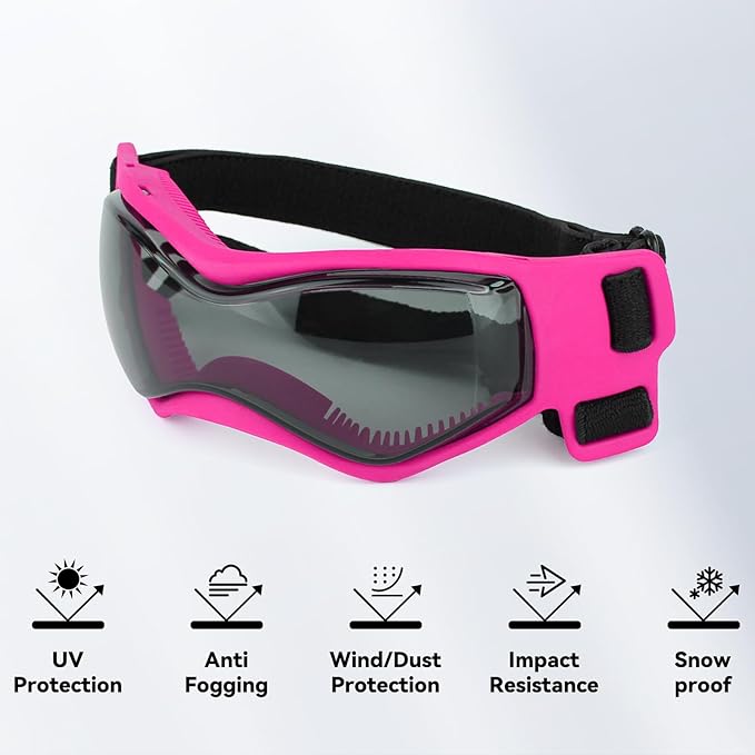 LESYPET Small Dog Sunglasses Dog Goggles UV Wind Dust Protection Pet Sunglasses Eye Protection for Outdoor Walking Riding, Pink M