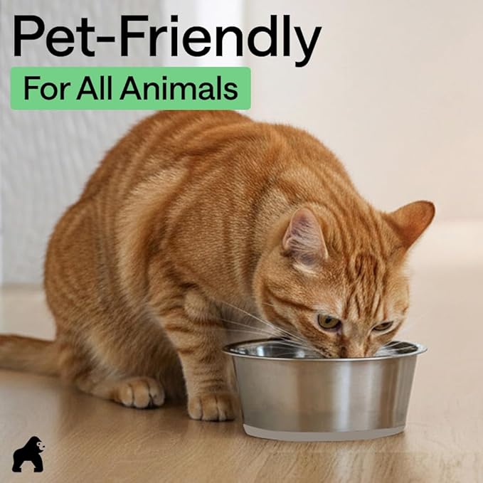 GORILLA GRIP Dog Bowls, Heavy Duty 304 Stainless Steel, Holds 8 Cups Each (64 fl oz) Food and Water Bowl for Feeding Dogs and Cats, Dishwasher Safe, Rust Resistant, BPA Free Rubber Base Set of 2 Beige