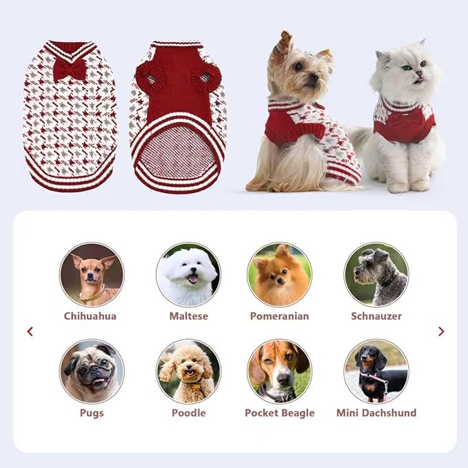 Small Dog Sweater, Soft Breathable Knit Pet Clothes for Spring Transition, Lightweight Red Puppy Outfit for Chihuahua, Yorkie, Cat, Cute Doggy Apparel for Morning Walks (Red, S)