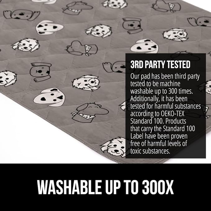 GORILLA GRIP Washable Puppy Pads, 18x12, Slip Resistant Dog Crate Mat, Waterproof Cloth Pee Pad for Training Puppies in Playpen, Reusable Pet Incontinence Blanket, Protects Sofa, Dog Faces