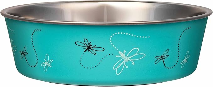 Loving Pets Bella Dog Bowls- Stainless Steel Dog & Cat Bowls - Spill Proof Dog Food Bowl, Cat Bowl, Puppy Essentials & Pet Supplies Great for Home & Travel (Large 35-65 lbs, Dragonfly)