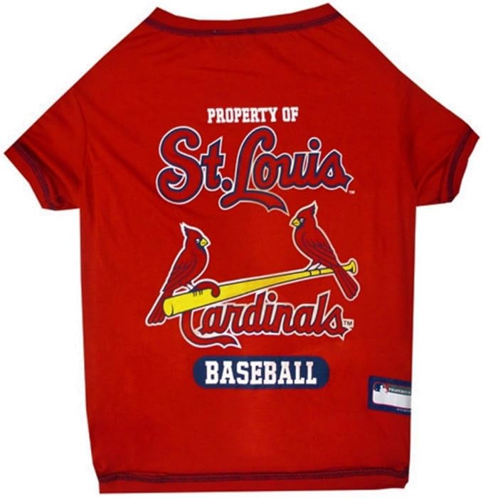 MLB Saint Louis Cardinals Dog T-Shirt, Large. - Licensed Shirt for Pets Team Colored with Team Logos. - Premium Stretchable Materials for The Comfort of Your Dog & cat.