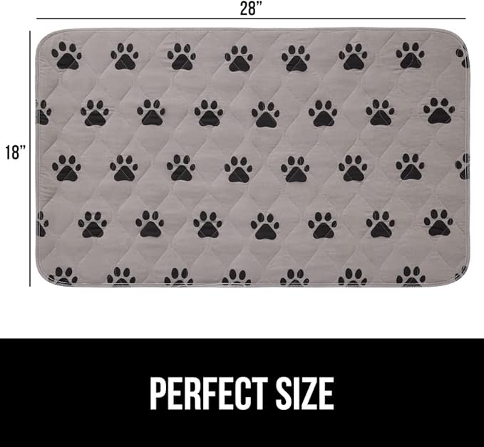 GORILLA GRIP Washable Puppy Pads, 28x18, Slip Resistant Dog Crate Mat, Waterproof Cloth Pee Pad for Training Puppies in Playpen, Reusable Pet Incontinence Blanket, Protects Sofa, Furniture, Floors