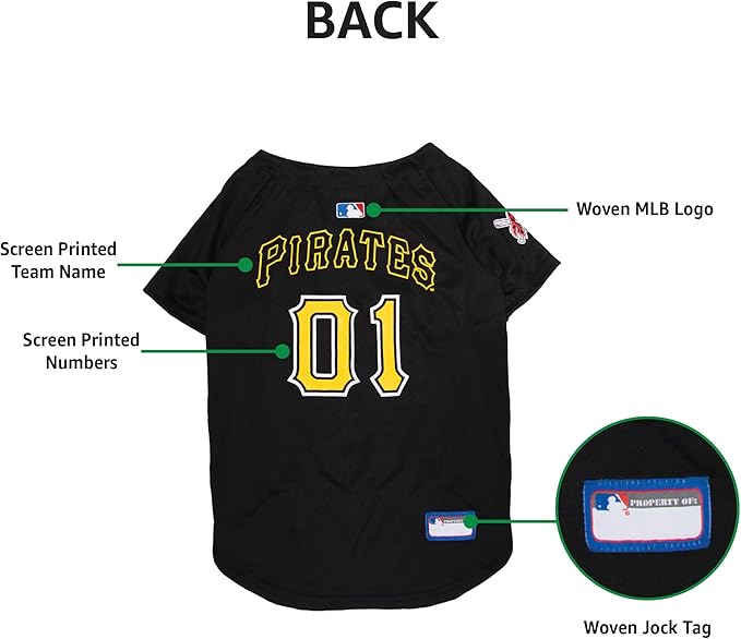 Official MLB Pittsburgh Pirates Pet Jersey for Dogs & Cats, Size XX-Large - Stylish Baseball Jersey for Your Furry Fan- Show Off Team Spirit with The Perfect Fan Apparel Gear for Pet, Dog & Cat