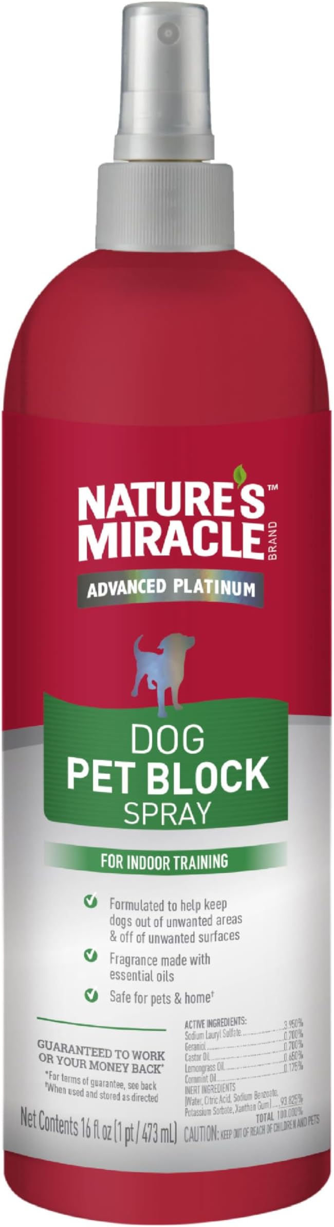 Nature's Miracle Advanced Platinum Dog Pet Block Repellent Spray 16 Fl Oz (Pack of 1)