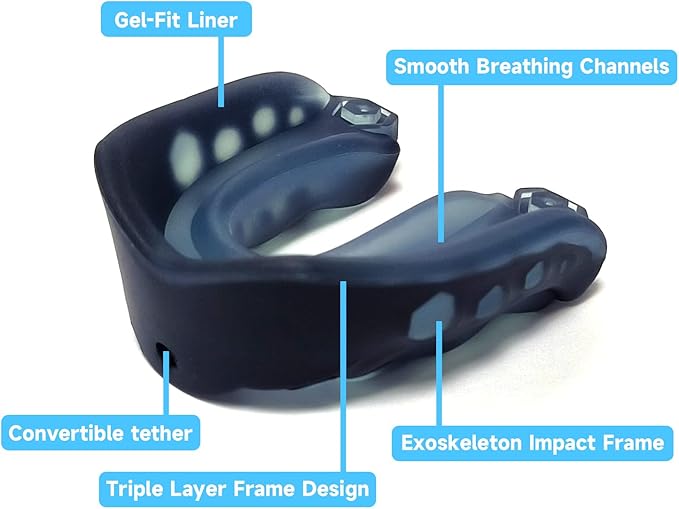 2 Pack Football Mouthguard,Kids Sport Mouth Guard,Youth Mouth Guard with Straps and Case, Kids MouthGuard for Football,Mouthpiece for MMA,Lacrosse,Basketball,Hockey,Boxing