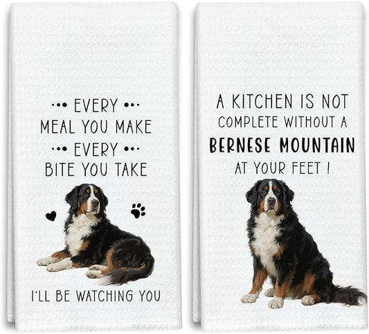 Bernese Mountain Dog Dish Towels for Kitchen Sets of 2, Gifts for Bernese Mountain Dog Lover, Drying Cloth Tea Towel Hand Towels for Cooking Baking Bathroom Decor, 16 x 24 Inch -09