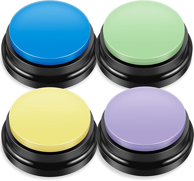 4Pcs Dog Buttons for Communication Voice, Recording Button Dogs for Words Talking and Answer, 30 Seconds Buttons Personalized Sound Answering Buzzer Best Toys fit Dog Tranning(4pcs-Yellow)