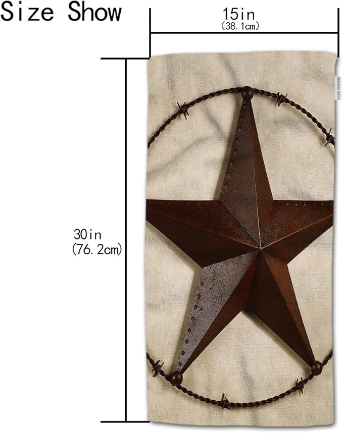 HGOD DESIGNS Texas Star Towels, Rusty Iron Western Star Soft Bath & Kitchen Towels, Spa Hotel Hand Towels 15"X30"
