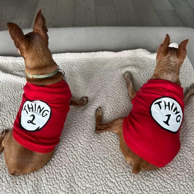 Dog Shirts for Pet Clothes Soft Breathable Puppy Shirts Pop Culture Thing 1 to Thing 9 Printed Pet T-Shirt (RED-1, Medium)