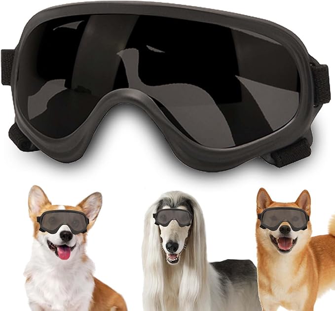 Dog Sunglasses,Doggles Anti-UV Protection, Pet Sunglasses with Adjustable Strap, Suitable for Motorcycle Car Driving Bike Riding Hiking Swimming Wind Dust Fog Dog Eye Protection