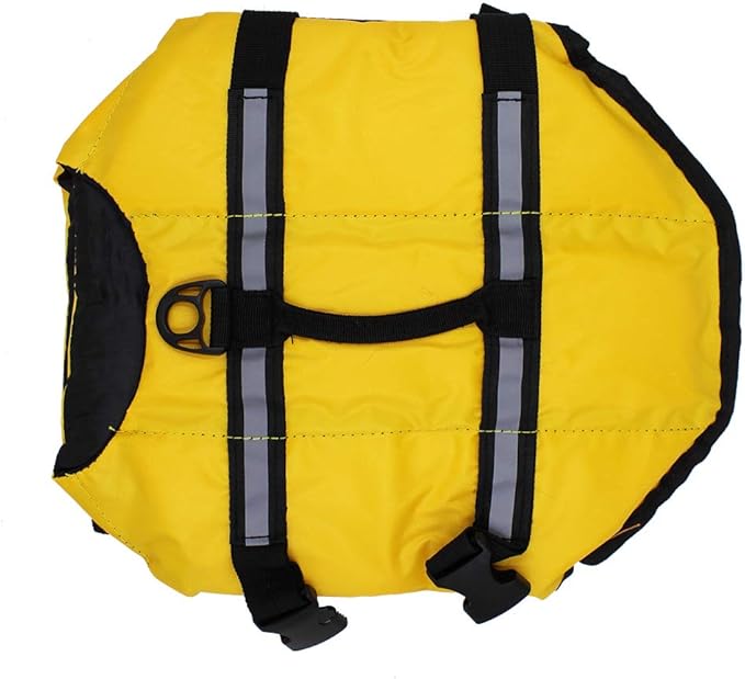 Dog Life Jacket Easy-Fit Adjustable Belt Pet Saver Swimming Safety Swimsuit Preserver with Reflective Stripes for Doggie (S, Yellow)