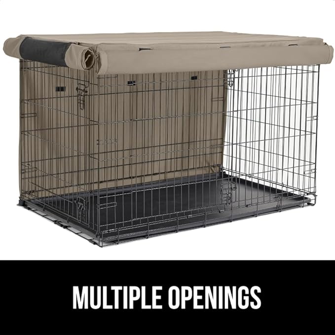 GORILLA GRIP Dog Crate Covers Compatible with Amazon Basics Dog Crates, All Sides Open, Privacy Cover Fits 30" Wire Kennel, Breathable Mesh Windows, Light Reducing Puppy Training Cage Topper, Taupe