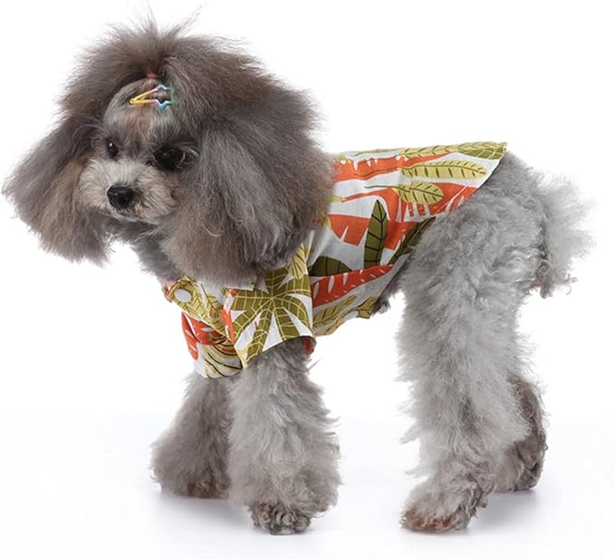 Tangpan Summer Pet Daisy Hawaiian Beach Plaid Print Shirts Clothes for Dog S08 Orange M