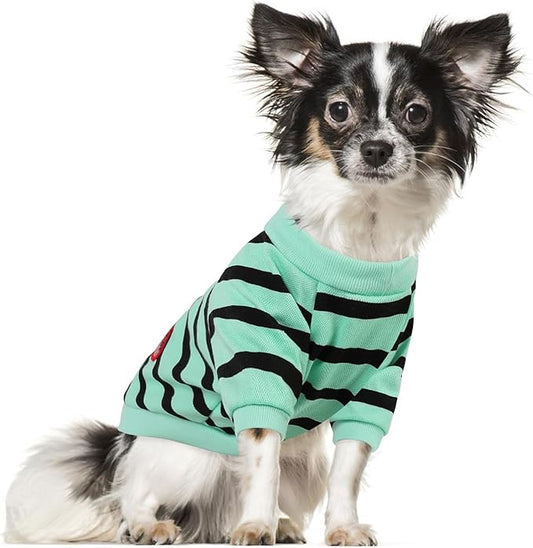 Dog Shirts for Small Dogs, Striped T-Shirts Dog Vest Pet Apparel Tee Shirts Spring Summer Suitable for Small and Medium Large Pets French Bulldog Bichon, Turquoise XS