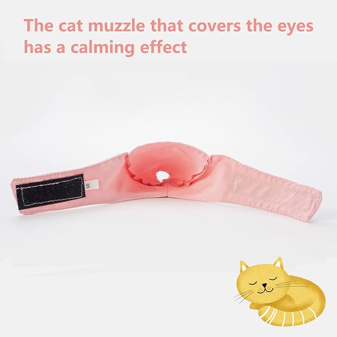 Cat Muzzle with Soft Flexible Fabric, Cat Mask Mouth Guard Muzzle for Prevent Biting Chewing Grooming, Anti Scratch (XS,Pink)