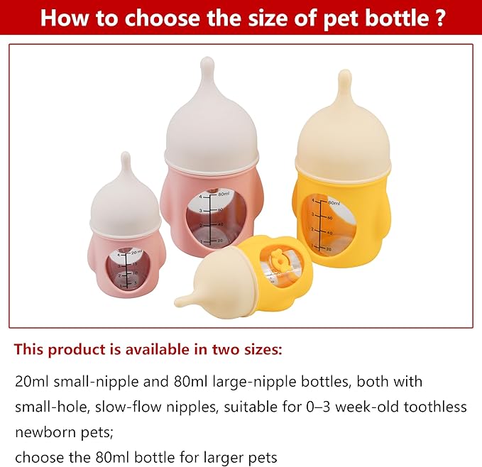 Puppy Bottles for Nursing，Kitten Bottles for Nursing，Pet Feeding Bottle，(Yellow- 20ml)