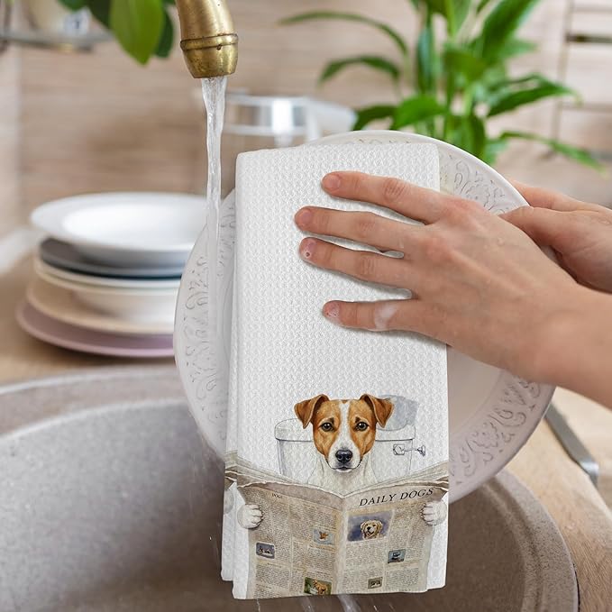 Jack Russell Terrier Gifts Bathroom Hand Towel, Dog in Toilet Hand Towel for Bathroom Kitchen Washroom Decor, Jack Russell Dog Lover Gifts Dish Tea Towels, 16x24 Inch