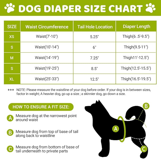 3 Pack Washable Dog Diapers Female with Suspenders Diaper for Dogs Reusable Dog Diapers Dog Period Panties for Doggie in Cycle (Large)