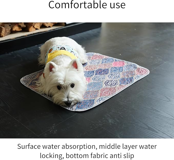 Washable Dog Pads, 2 Pack Reusable Puppy Training Pads Super Absorbent Waterproof Dog Training Pads Non Slip Potty Pads Sanitary Pads Cat Litter Pads (24*36inch(2pieces))