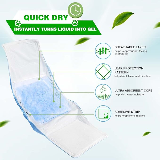 Dog Diaper Liners 130ct Super Soft and Absorbent Dog Diaper Booster Pads for Male Dog Belly Bands or Female Dog Diapers(X-Large, 130pcs)