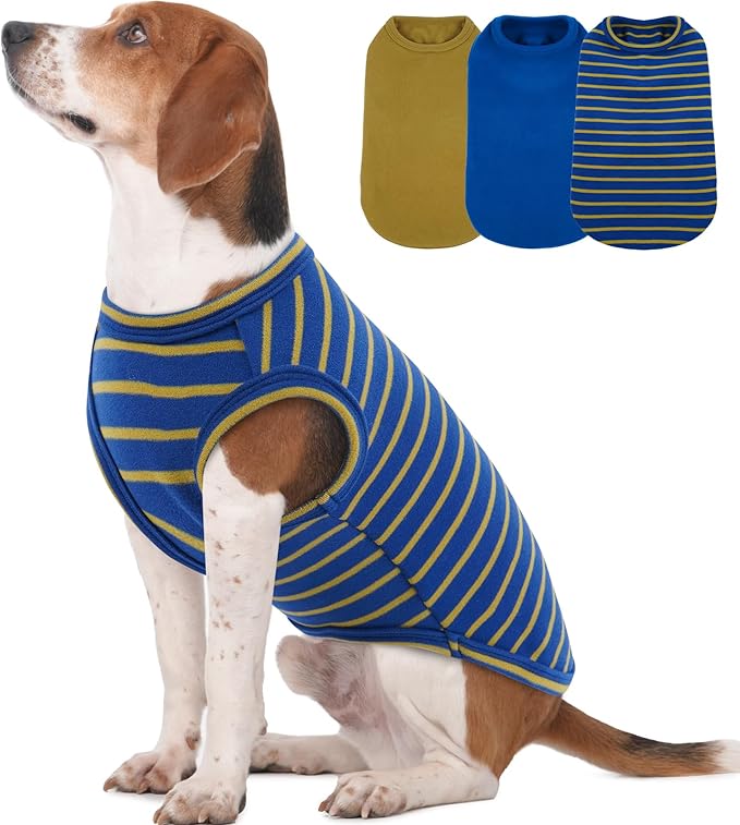 3 Pack Sweaters for Medium Dogs Girl -Blue-XXL,Striped Pullover | Soft Stretchy Shirt for Sensitive Skin,Sleeveless Lightweight for Travel,Party,Walking Keep Warm
