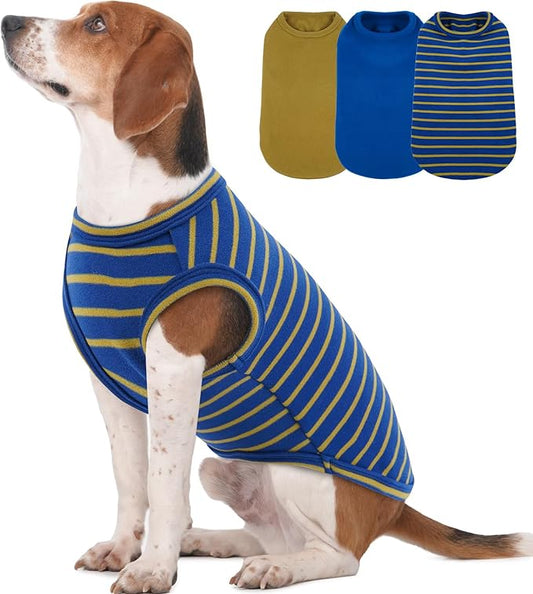 3 Pack Sweaters for Medium Dogs Girl -Blue-XXL,Striped Pullover | Soft Stretchy Shirt for Sensitive Skin,Sleeveless Lightweight for Travel,Party,Walking Keep Warm